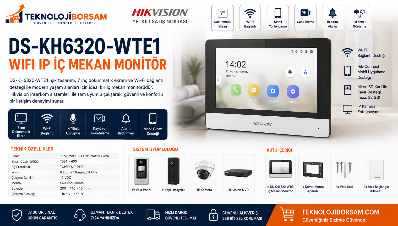 Hikvision DS-KH6320-WTE İnceleme: 7 İnç IP Görüntülü Diafon Monitörü Özellikleri, Avantajları ve Kurulum Rehberi (2026)