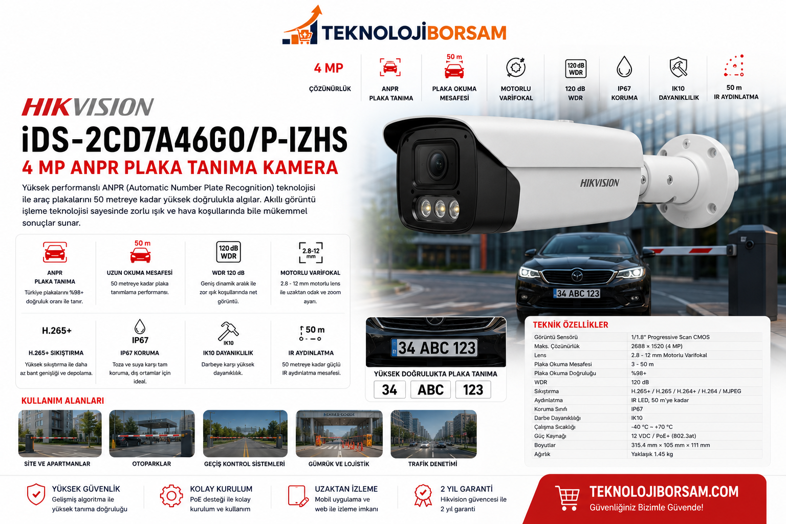Hikvision iDS-2CD7A46G0/P-IZHS 4MP ANPR Plaka Tanıma Kamerası | Teknik Özellikler, Avantajlar ve Kurulum Rehberi (2026)