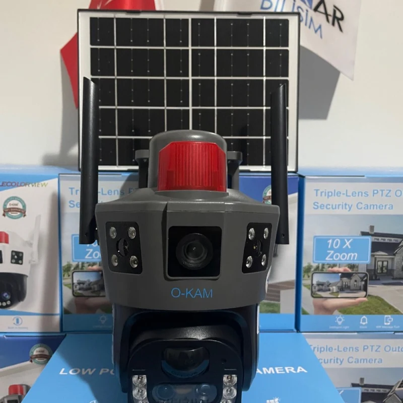 OKAM PRO 6021 9MP Wifi Solar Kablosuz Güneş Enerjili Güvenlik Kamerası 10X Optik Zoom-6