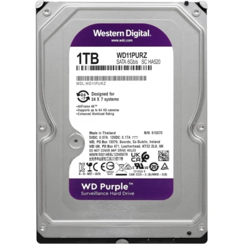 WD Purple 1TB WD11PURZ 3.5” Güvenlik Hard Disk | 7/24 Kamera HDD
