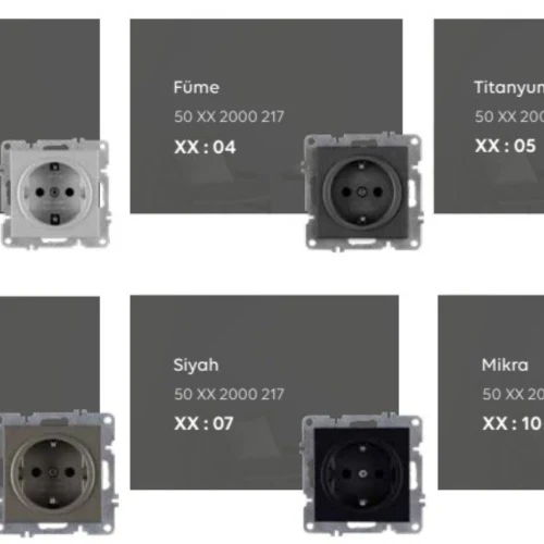 TOPRAKLI PRİZ (MODUL+KAPAK) - 12 ADET - RENKLİ SERİ