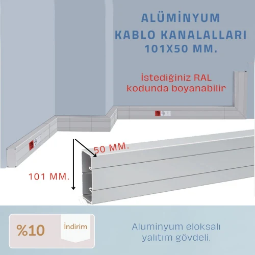 ALÜMİNYUM KABLO KANALI - 101X50 MM