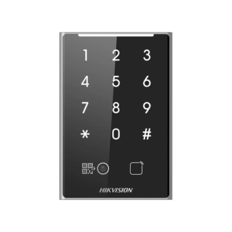 Hikvision DS-K1109DKB-QR QR Kod ve Kart Okuyucu – Tuş Takımlı, Wiegand/RS-485 Bağlantılı Geçiş Kontrol Okuyucusu