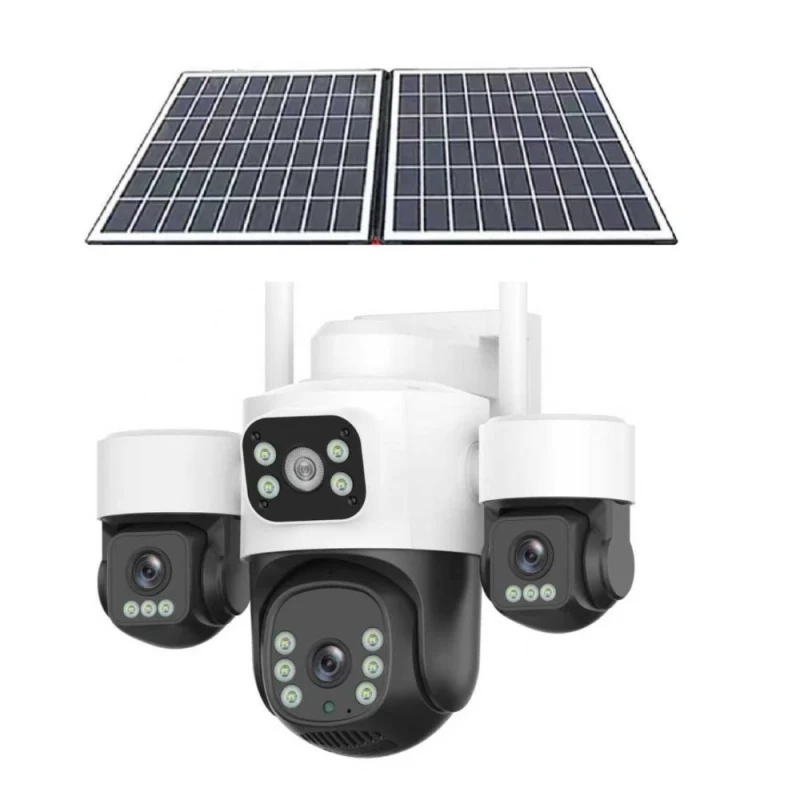 IOMA 4 Kameralı 4G eSIM Solar Güvenlik Kamerası – 4×4MP Lens, 3 PTZ Hareketli Kamera, 16000 mAh Batarya, Çift Solar Panel-1