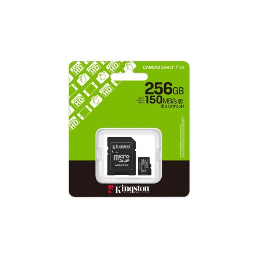 KINGSTON 256GB Canvas Select Plus Gen3 MicroSDXC UHS-I 150MB/S CL10 Card + Adaptör