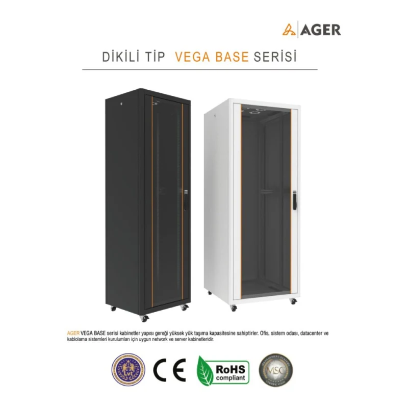 AGER AG-VB16U8080XX-YY Vega Base 16U 800×800 mm 19″ Dikili Tip Rack Kabinet (Nakliye Dahildir)-1