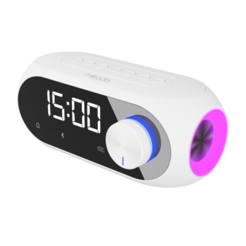 MIKADO MD-W7, Beyaz, 5W, FM Radyo, USB, AUX, Bluetooth, Kablosuz, Taşınabilir, 1200mAh Batarya, Alarmlı Saat, Derece ve Speaker