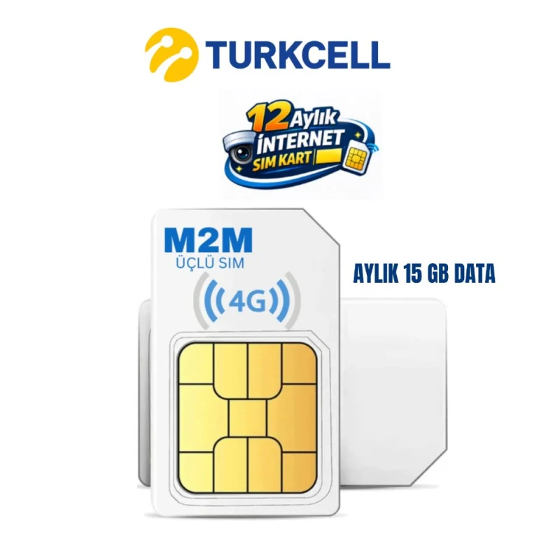Turkcell 15GB Aylık Data Hattı – 12 Ay Geçerli 4G LTE SIM Kart, Güvenlik Kamerası ve Router İçin Mobil İnternet-1