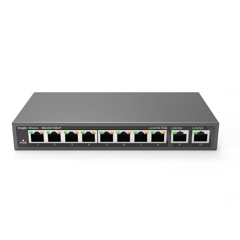 RUIJIE RG-ES110D-P 8 PORT 10/100 8 PORT POE 2 PORT UPLINK 120W YONETILEMEZ DESKTOP SWITCH-2