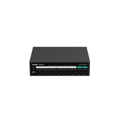 RUIJIE REYEE RG-ES110FG-P 8 PORT 10/100 8 PORT POE 2 PORT GIGABIT UPLINK 110W YONETILEMEZ DESKTOP SWITCH