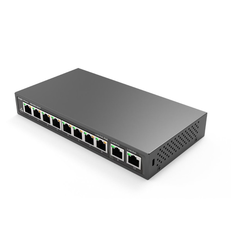 RUIJIE RG-ES110D-P 8 PORT 10/100 8 PORT POE 2 PORT UPLINK 120W YONETILEMEZ DESKTOP SWITCH-4