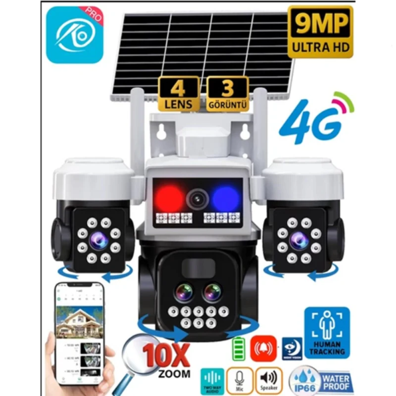 O-KAM PRO 5051 3 KAMERALI SİM KARTLI GÜNEŞ ENERJİLİ GÜVENLİK KAMERASI-4