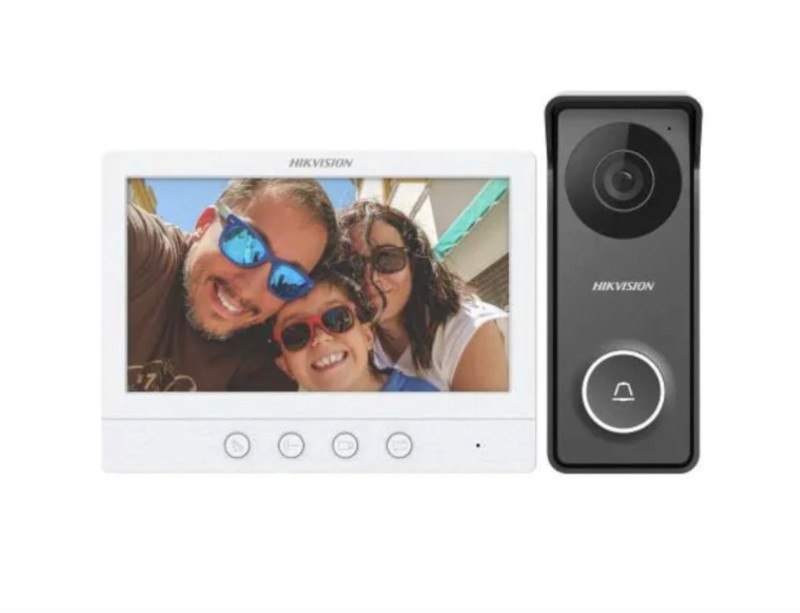 Hikvision DS-KIS213 4 Kablolu HD 7" LCD Ekran Dahili Mikrofon ve Hoparlör Interkom Kiti-1