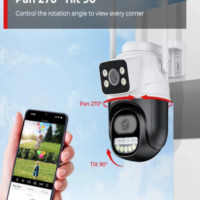 6MP 1080P Full HD Wi-Fi Çift Lensli Gece Görüşlü Suya Dayanıklı Dış Ortam Kamera-3