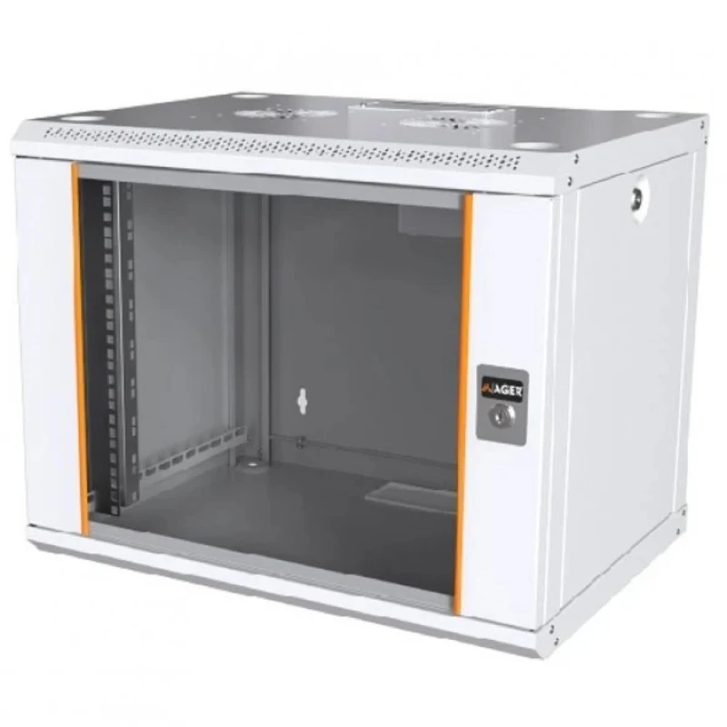 Ager AG-AN09U6060XX-YY 9U 19” Dikili Tip Rack Kabin – 600x600 mm, Cam Kapaklı, Kilitli-1