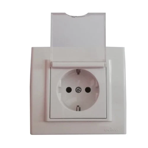 KAPAKLI TOPRAKLI PRİZ - BEYAZ