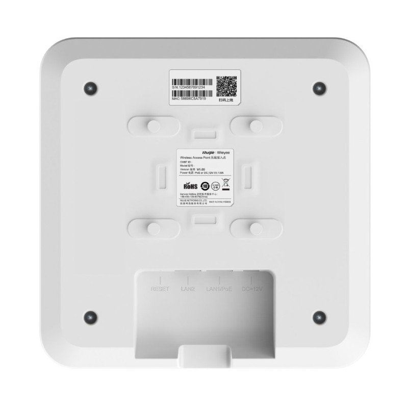 RUIJIE REYEE RG-RAP2260(G) AX1800 Wi-Fi 6 2PORT 2.4G 2x2MIMO 5G 2x2MIMO 23dBm 2.4 GHZ & 5 GHZ POE ADAPTORSUZ INDOOR ACCESS POINT-5