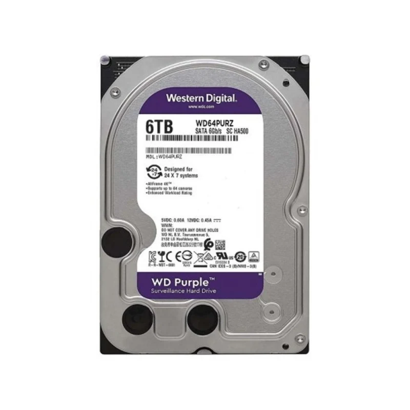 WD PURPLE 6TB 5400RPM 256MB SATA3 WD64PURZ 7/24 HDD RESMİ DİSTİ GARANTİLİ-1
