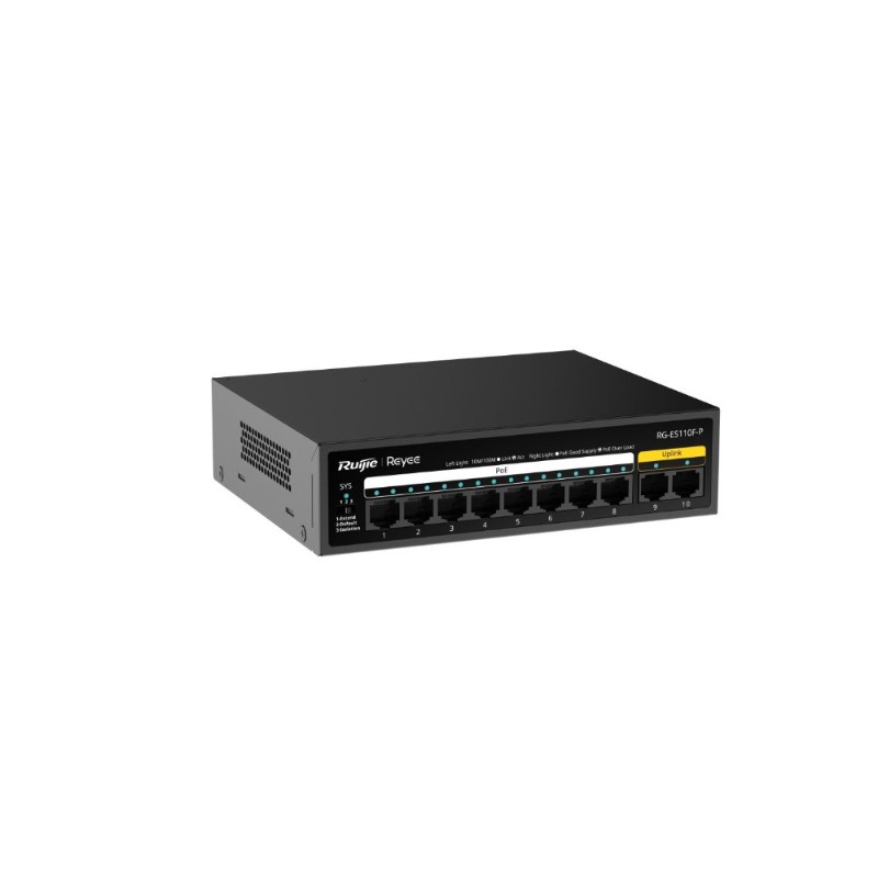 RUIJIE REYEE RG-ES110F-P 8 PORT 10/100 8 PORT POE 2 PORT FAST ETHERNET UPLINK 110W YONETILEMEZ DESKTOP SWITCH-3