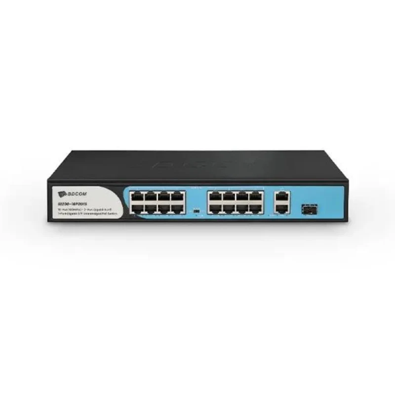 BDCOM S1200-16P2G1S 16 Port 100M PoE+ 180W Yönetilemez Switch – 2 Gigabit RJ45 + 1 SFP-1
