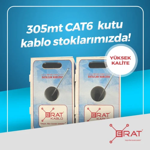 ERAT CAT6 U/UTP LSOH Gri 23AWG 305m Makara Network Kablosu (4x2x23#) – 250MHz