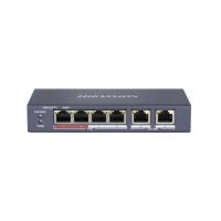 Hikvision DS-3E0106P-E/M 6 Port Fast Ethernet Yönetilemez PoE Switch (4×PoE + 2×Uplink, 35W PoE Bütçesi, 300 m Extend Modu)