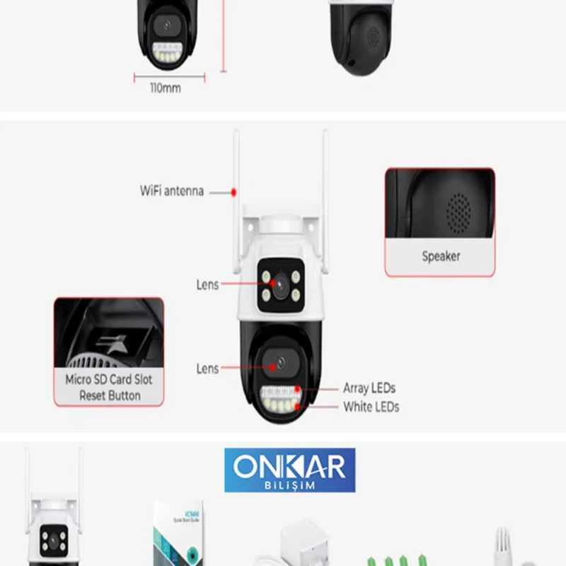 6MP 1080P Full HD Wi-Fi Çift Lensli Gece Görüşlü Suya Dayanıklı Dış Ortam Kamera-2