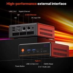 PELADN WO4 Serisi Mini PC – Ryzen 5 5600H, 16GB RAM, 512GB SSD, 2xLAN, Wi-Fi 6, Windows 11 Pro MFF-4