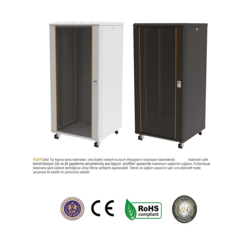 AGER AG-AN22U6060XX-YY 22U 600×600 mm 19″ Dikili Tip Rack Kabinet (Nakliye Dahildir)-1
