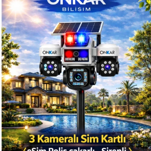 O-KAM PRO 5051 3 KAMERALI SİM KARTLI GÜNEŞ ENERJİLİ GÜVENLİK KAMERASI