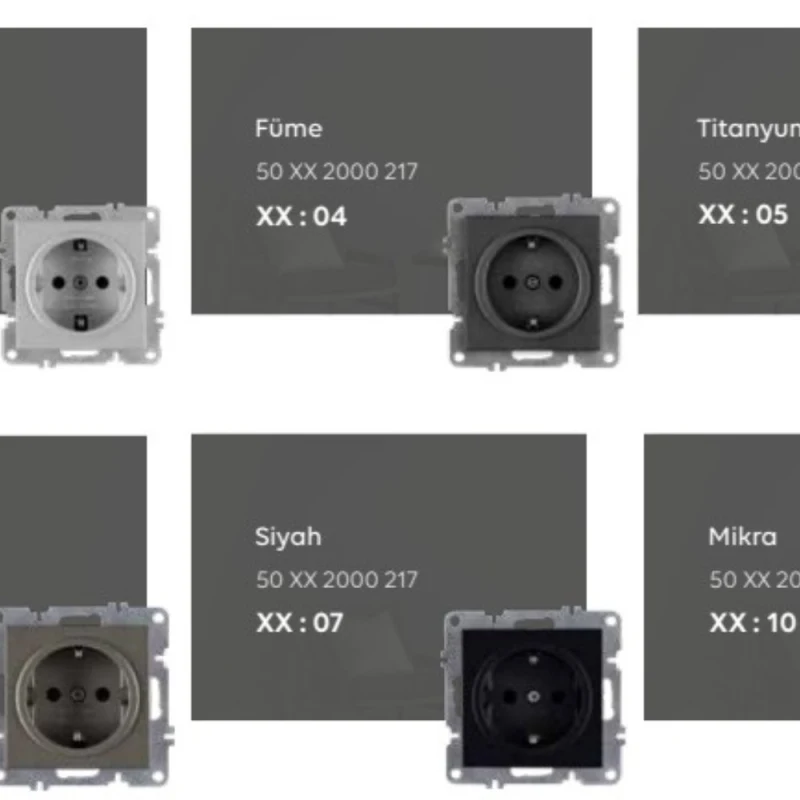 TOPRAKLI PRİZ (MODUL+KAPAK) - 12 ADET - RENKLİ SERİ-1