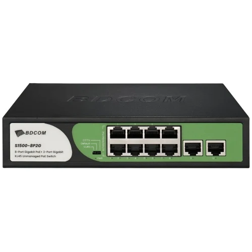 BDCOM S1500-8P2G 8 Port Gigabit PoE Switch – 8x PoE + 2x Gigabit Uplink, 90W Yönetilemez Switch