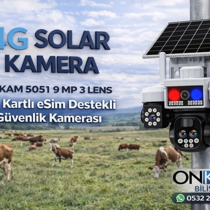 O-KAM PRO 5051 3 KAMERALI SİM KARTLI GÜNEŞ ENERJİLİ GÜVENLİK KAMERASI-3