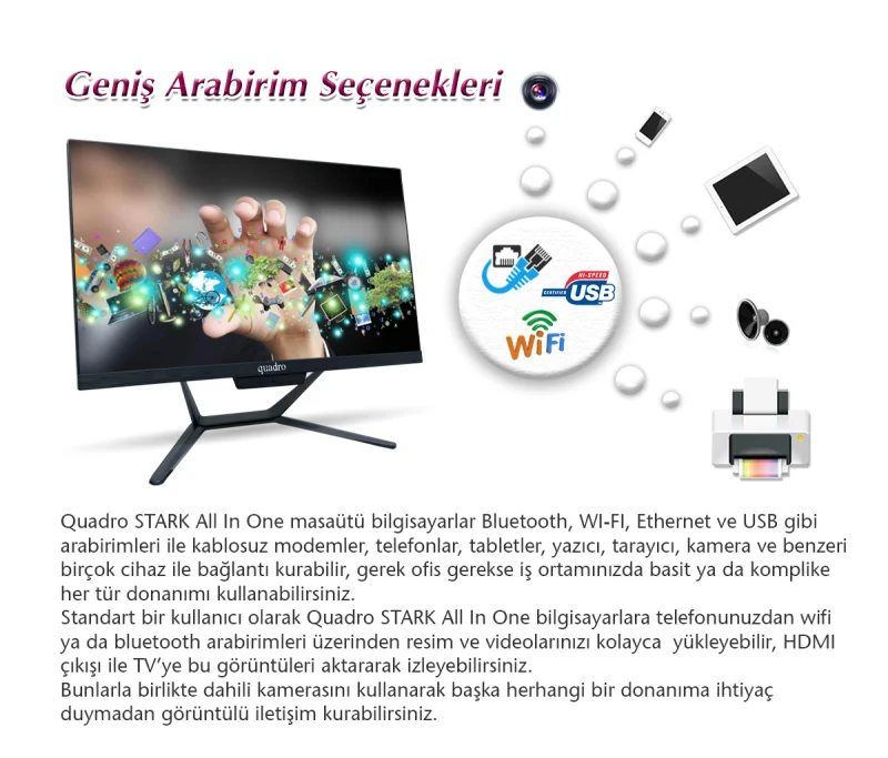 QUADRO STARK H224 26165 All-in-One PC – i5-12450H, 16GB RAM, 480GB SSD, 23.8″ FHD, FreeDOS-7