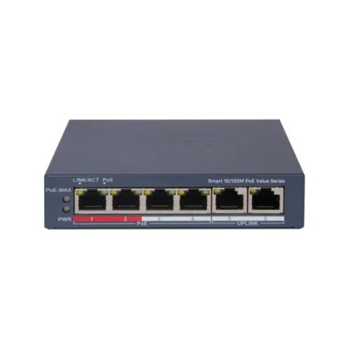HIKVISION DS-3E1106P-EI/M 4 PORT 10/100 4 PORT POE+ 2 PORT UPLINK 45W YONETILEMEZ SWITCH