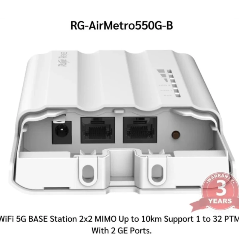 Ruijie Reyee RG-AirMetro550G-B | 5 GHz 867 Mbps PTMP Kablosuz Baz İstasyonu, 2 GE Port, 10 Km-2