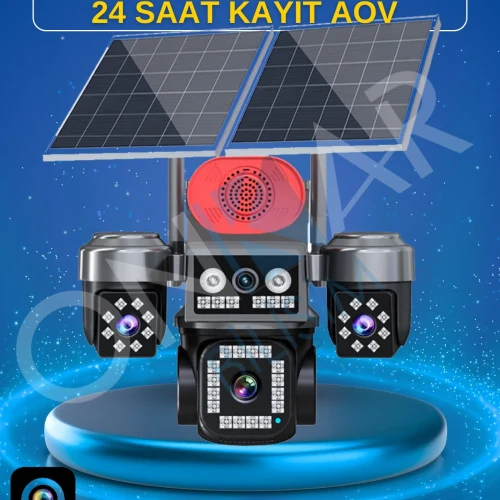 4 KAMERALI SİM KARTLI GÜNEŞ ENERJİLİ GÜVENLİK KAMERASI