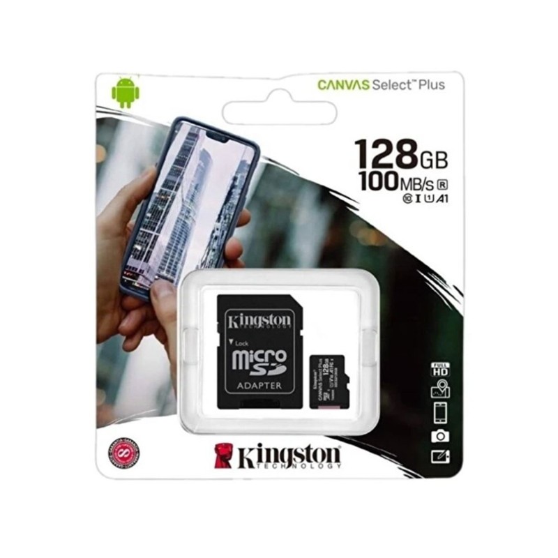 KINGSTON 128GB Canvas Select Plus Gen3 MicroSDXC UHS-I 150MB/S CL10 Card + Adaptör-1