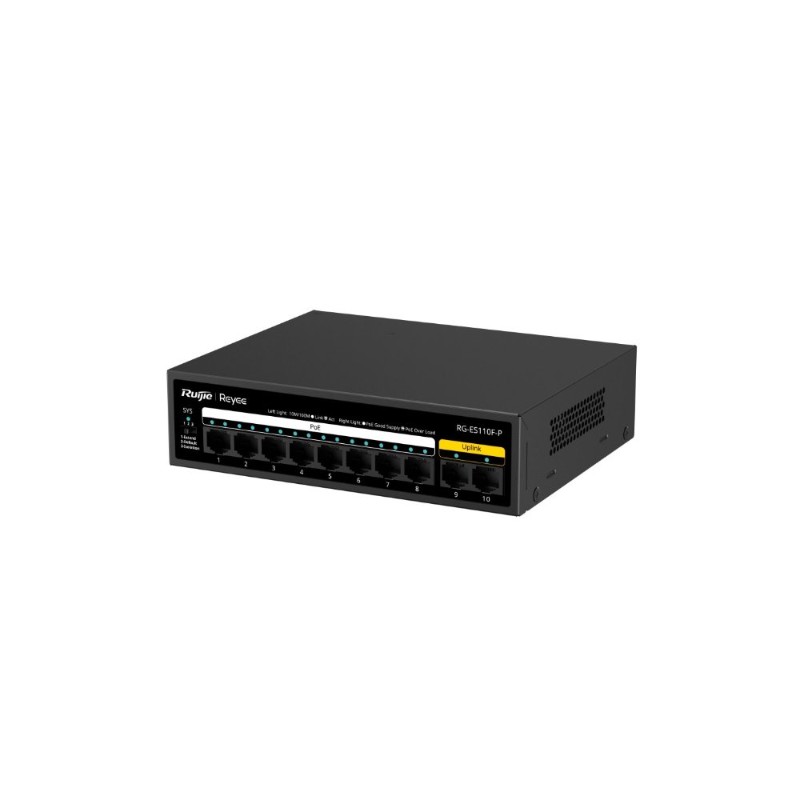 RUIJIE REYEE RG-ES110F-P 8 PORT 10/100 8 PORT POE 2 PORT FAST ETHERNET UPLINK 110W YONETILEMEZ DESKTOP SWITCH-2