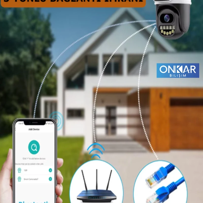 6MP 1080P Full HD Wi-Fi Çift Lensli Gece Görüşlü Suya Dayanıklı Dış Ortam Kamera-7