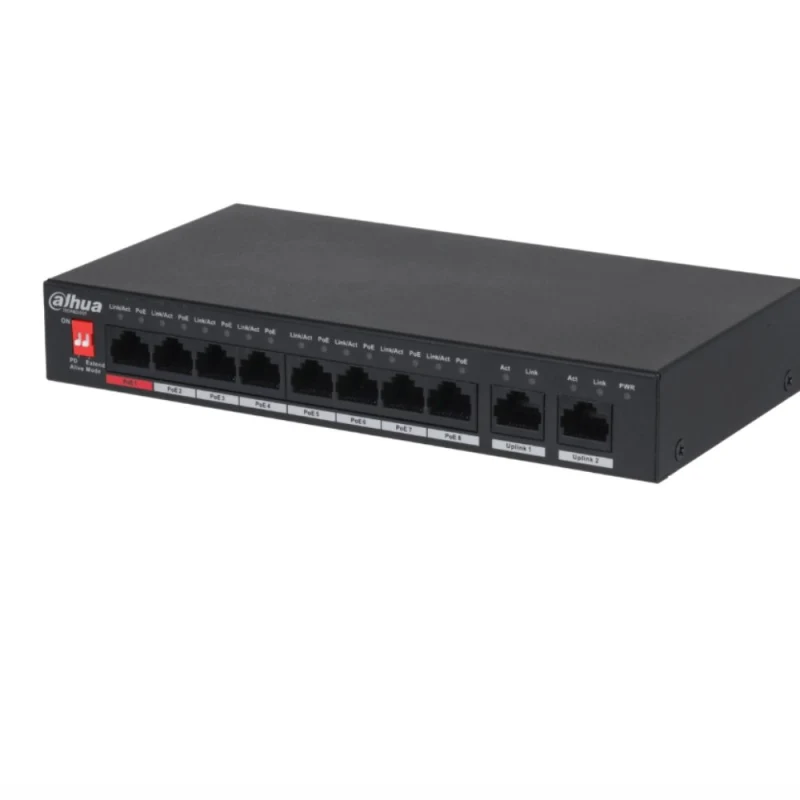 DAHUA PFS3010-8ET-65, 8 Port, MegaBit, PoE 65W, 2 Port Uplink, Yönetilemez, Masaüstü Switch-1