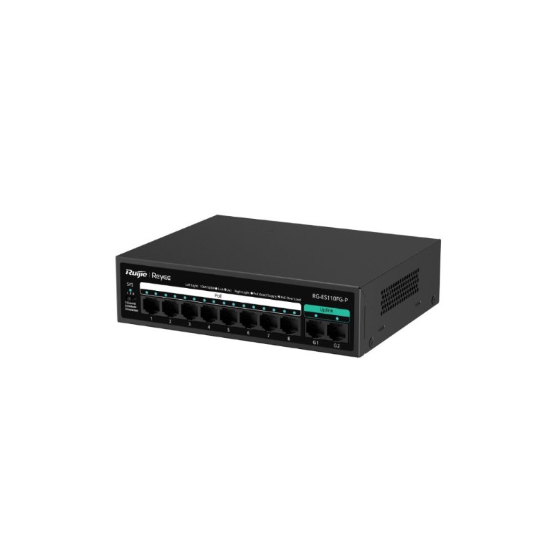 RUIJIE REYEE RG-ES110FG-P 8 PORT 10/100 8 PORT POE 2 PORT GIGABIT UPLINK 110W YONETILEMEZ DESKTOP SWITCH-3