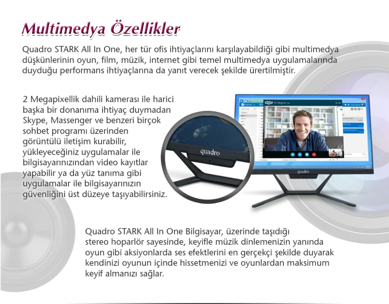 QUADRO STARK H224 26165 All-in-One PC – i5-12450H, 16GB RAM, 480GB SSD, 23.8″ FHD, FreeDOS-8