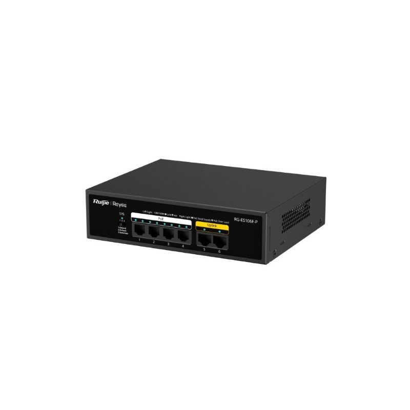 RUIJIE REYEE RG-ES106F-P 6 PORT 10/100 4 PORT POE 2 PORT UPLINK 54W YONETILEMEZ DESKTOP SWITCH-3