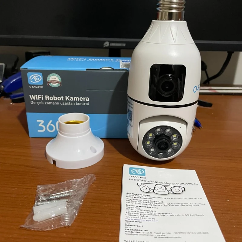 4MP 2 KAMERALI WİFİ KABLOSUZ HAREKETLİ SESLİ AMPUL KAMERA OKAM PRO-3