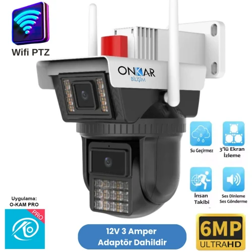 ONKAR WF-3040 6MP ÇİFT LENS KABLOSUZ GÜVENLİK KAMERASI