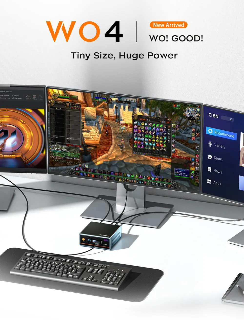 PELADN WO4 Serisi Mini PC – Ryzen 5 5600H, 16GB RAM, 512GB SSD, 2xLAN, Wi-Fi 6, Windows 11 Pro MFF-6