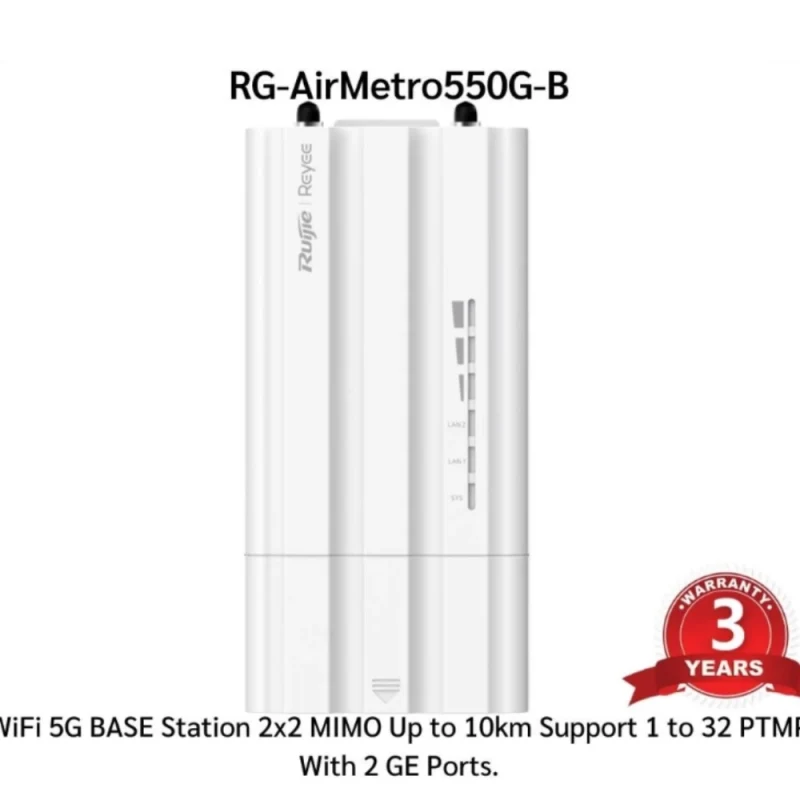 Ruijie Reyee RG-AirMetro550G-B | 5 GHz 867 Mbps PTMP Kablosuz Baz İstasyonu, 2 GE Port, 10 Km-1