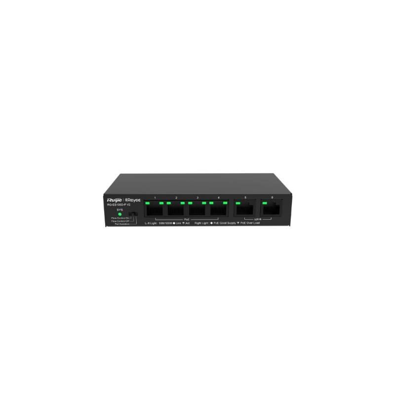 RUIJIE REYEE RG-ES106D-P 4 PORT 10/100 4 PORT POE 2 PORT UPLINK 58W YONETILEMEZ DESKTOP SWITCH-2