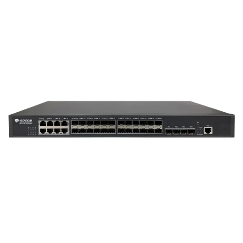 BDCOM S2900-24S8C4X-2AC 24 Port L2+ Yönetilebilir Omurga Switch (16×SFP, 8×Gigabit Combo, 4×10G SFP+, Çift AC Güç Kaynağı)